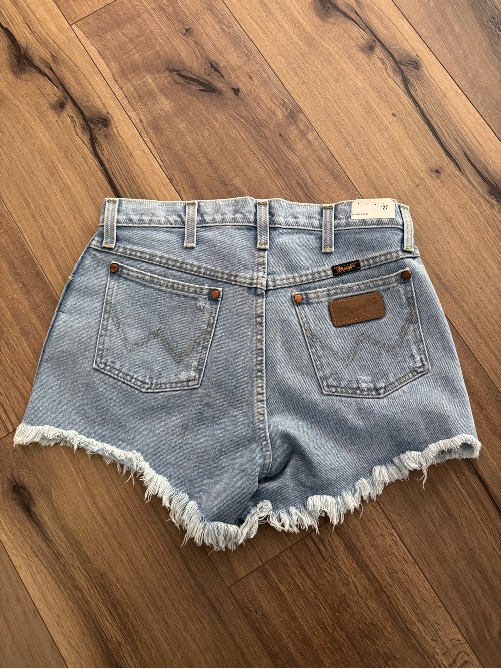 Wrangler Light Blue Frayed Hem Denim Shorts
